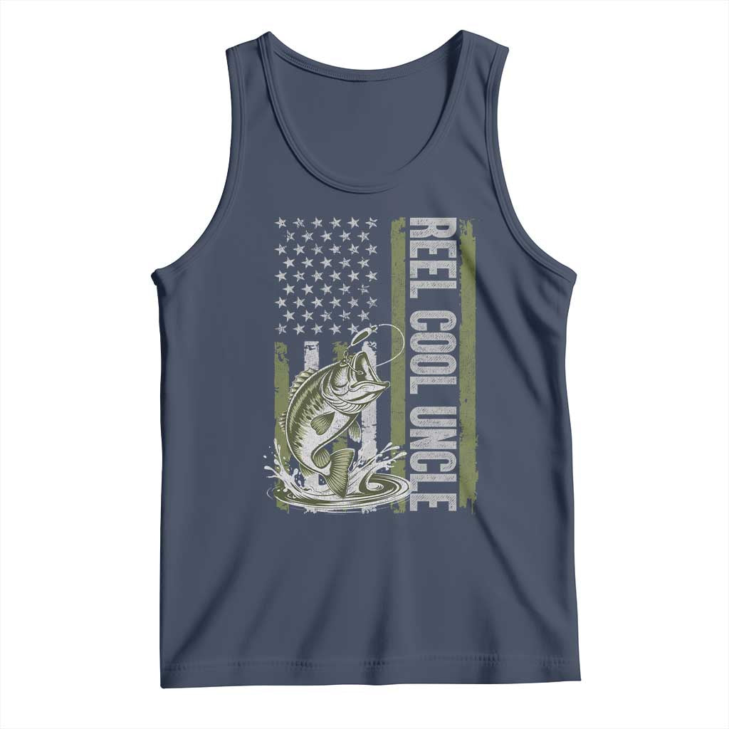 Uncle Fishing Tank Top Reel Cool Uncle Fisherman US Flag