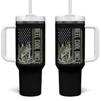 Uncle Fishing Tumbler With Handle Reel Cool Uncle Fisherman US Flag