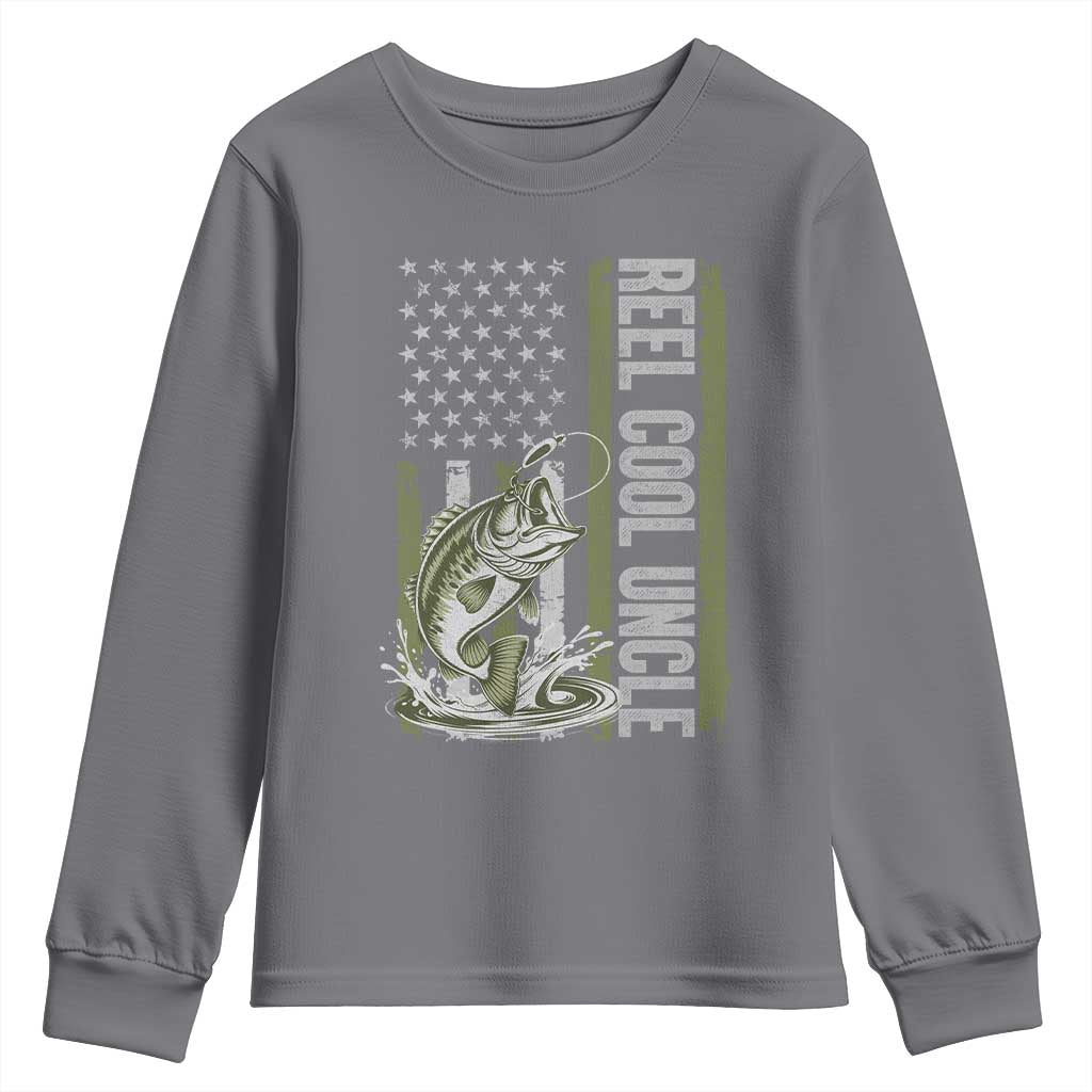 Uncle Fishing Youth Sweatshirt Reel Cool Uncle Fisherman US Flag