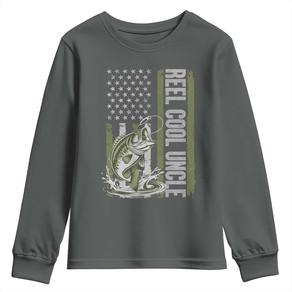 Uncle Fishing Youth Sweatshirt Reel Cool Uncle Fisherman US Flag