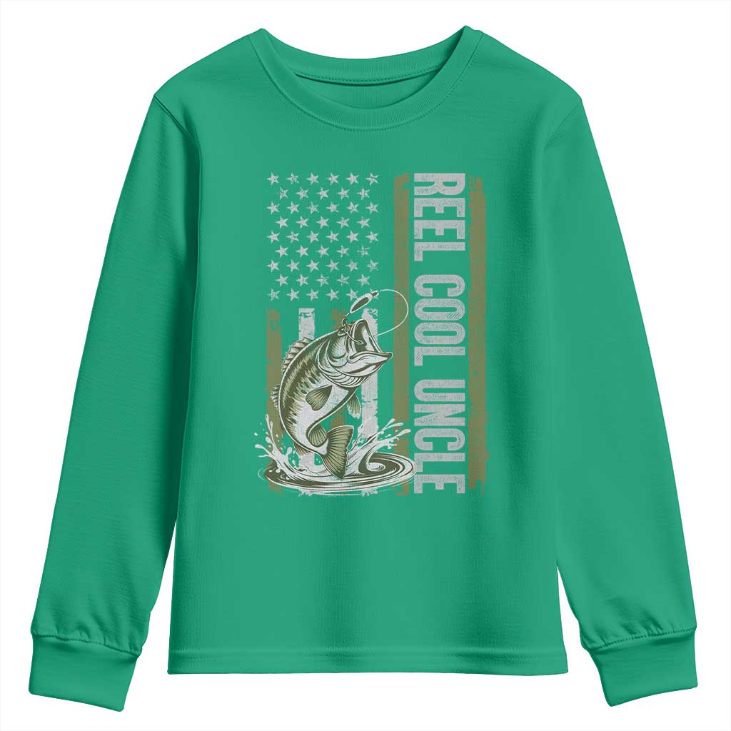 Uncle Fishing Youth Sweatshirt Reel Cool Uncle Fisherman US Flag