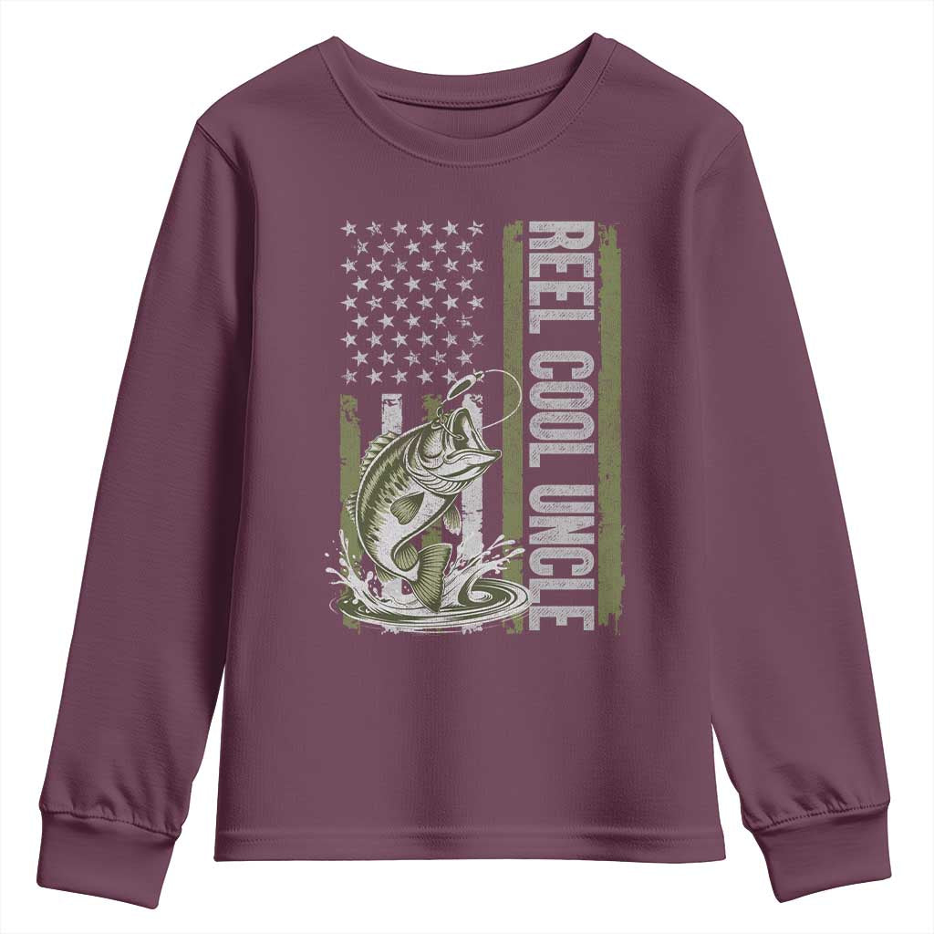 Uncle Fishing Youth Sweatshirt Reel Cool Uncle Fisherman US Flag