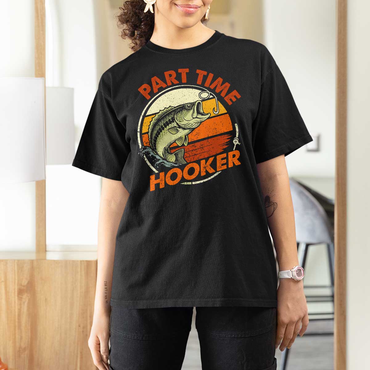 Part Time Hooker T Shirt For Women Retro Funny Fishing