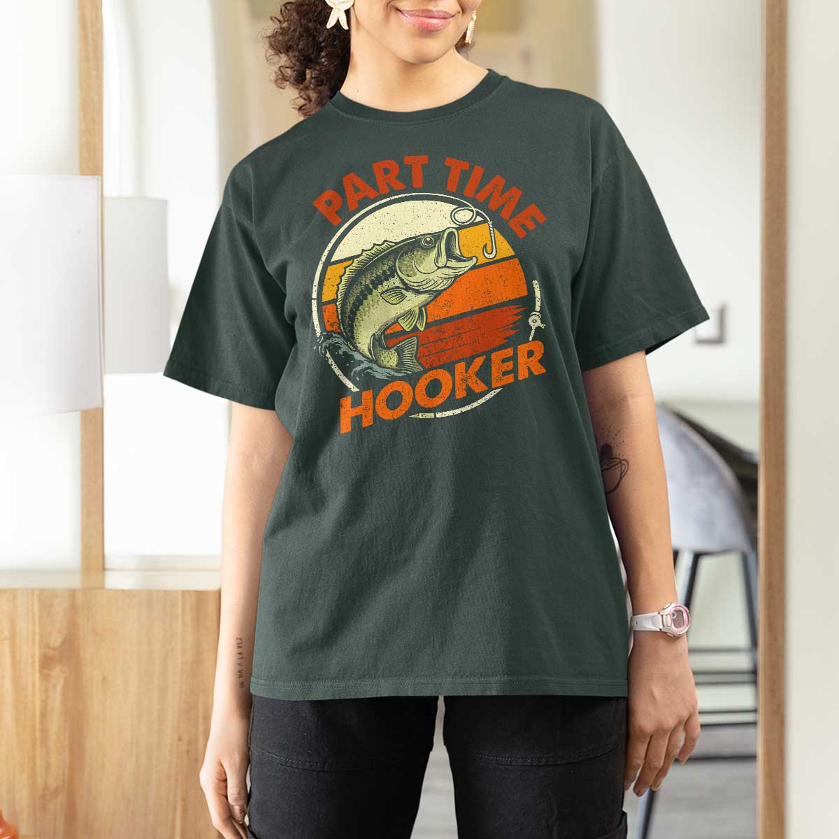 Part Time Hooker T Shirt For Women Retro Funny Fishing