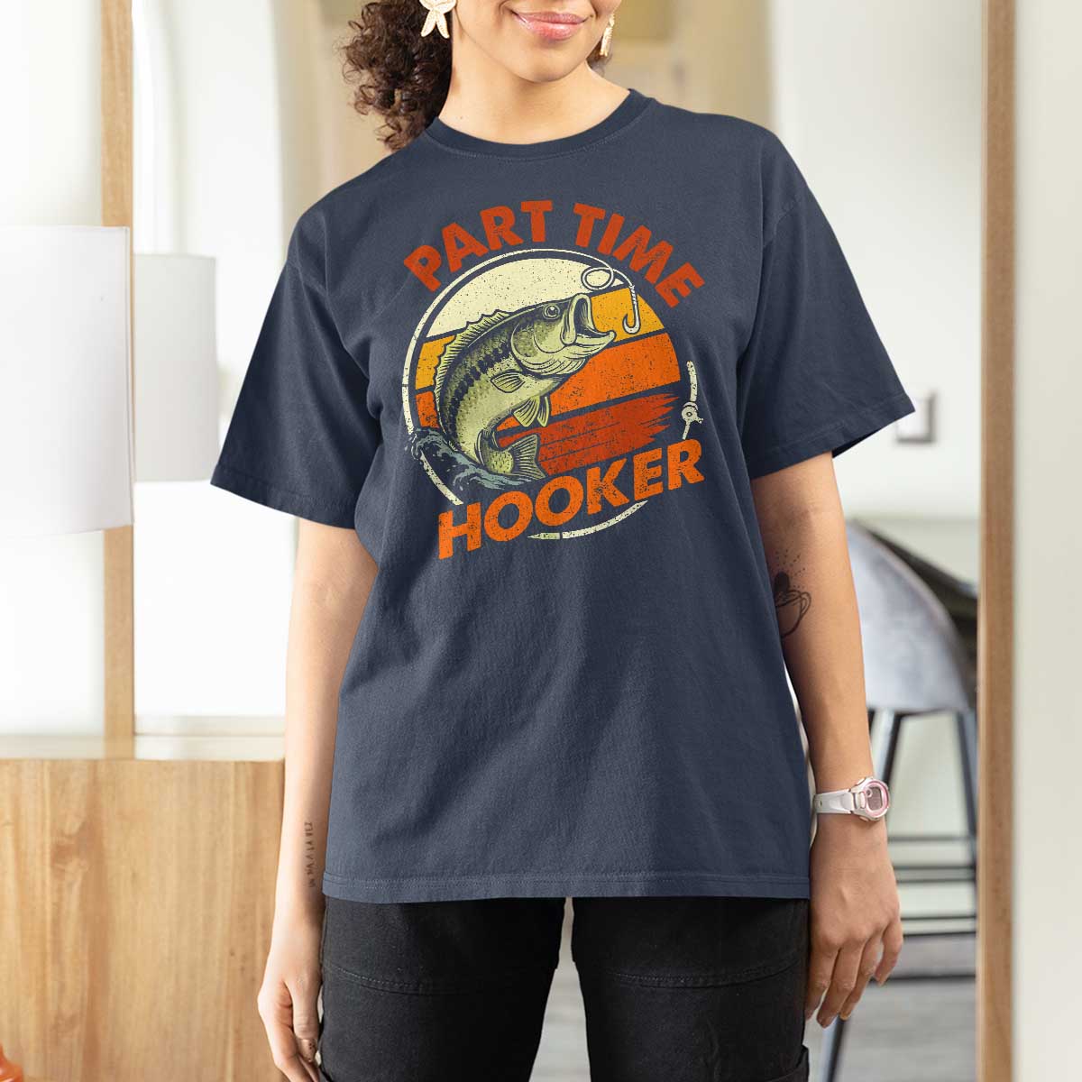 Part Time Hooker T Shirt For Women Retro Funny Fishing