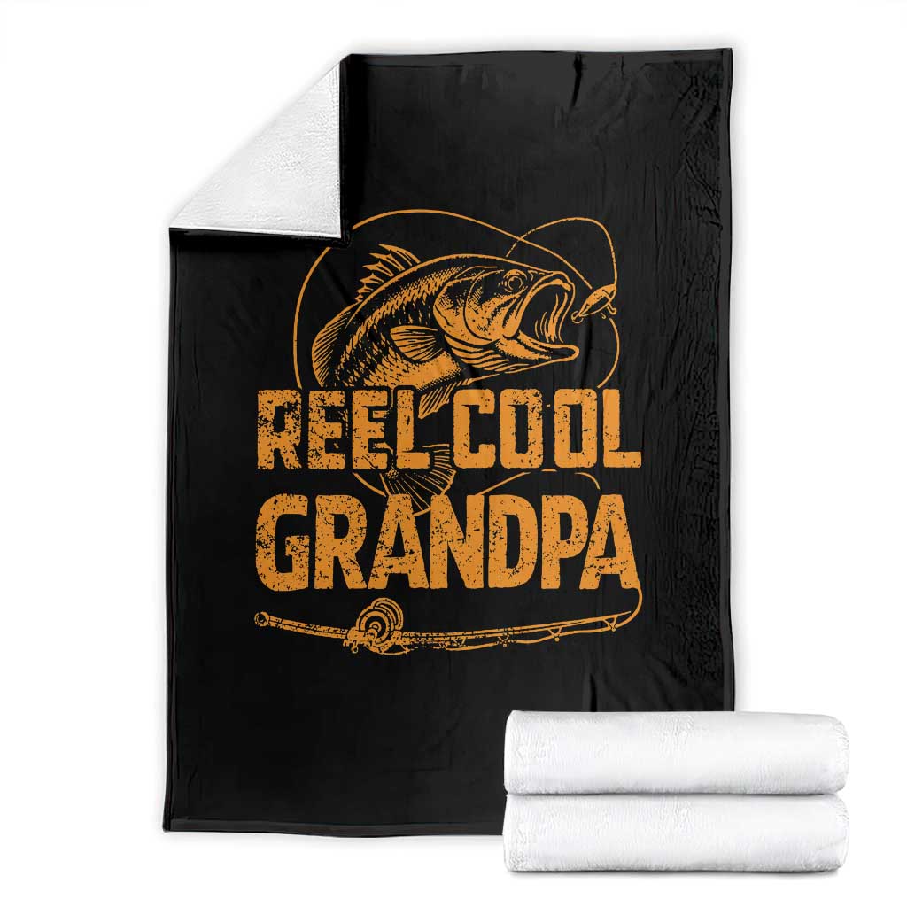 Reel Cool Grandpa Throw Blanket Funny Fishing Fisherman Fathers Day