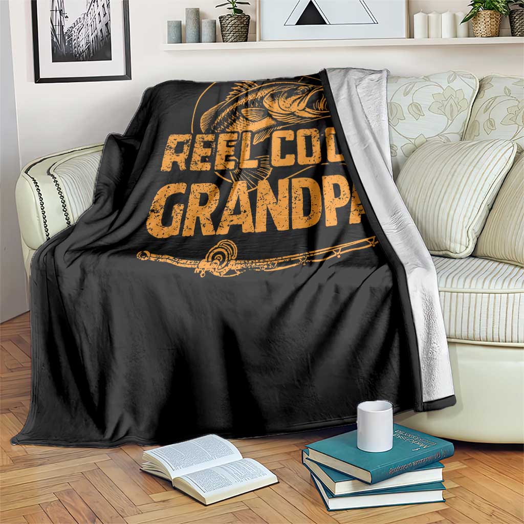 Reel Cool Grandpa Throw Blanket Funny Fishing Fisherman Fathers Day