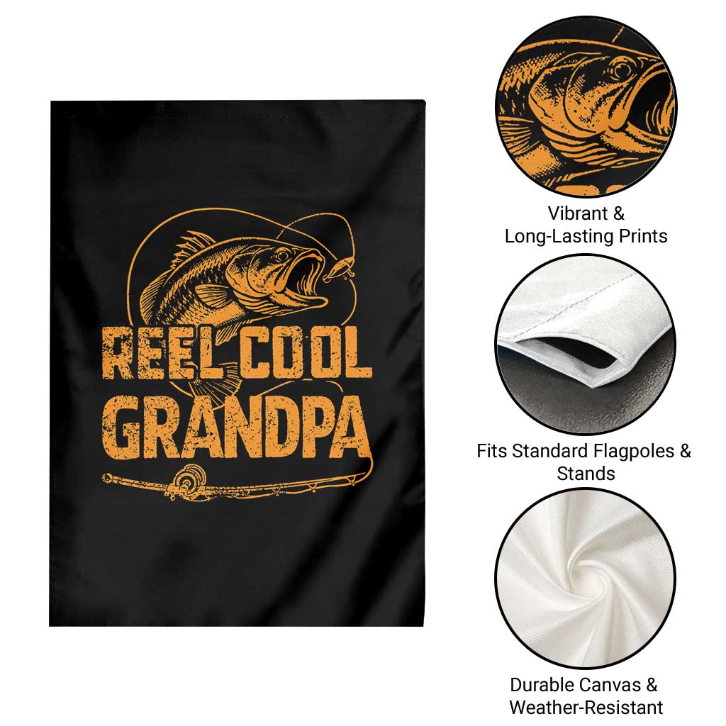 Reel Cool Grandpa Garden Flag Funny Fishing Fisherman Fathers Day