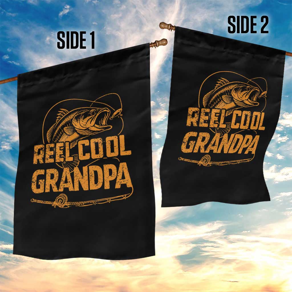 Reel Cool Grandpa Garden Flag Funny Fishing Fisherman Fathers Day