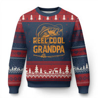 Reel Cool Grandpa Ugly Christmas Sweater Funny Fishing Fisherman Fathers Day