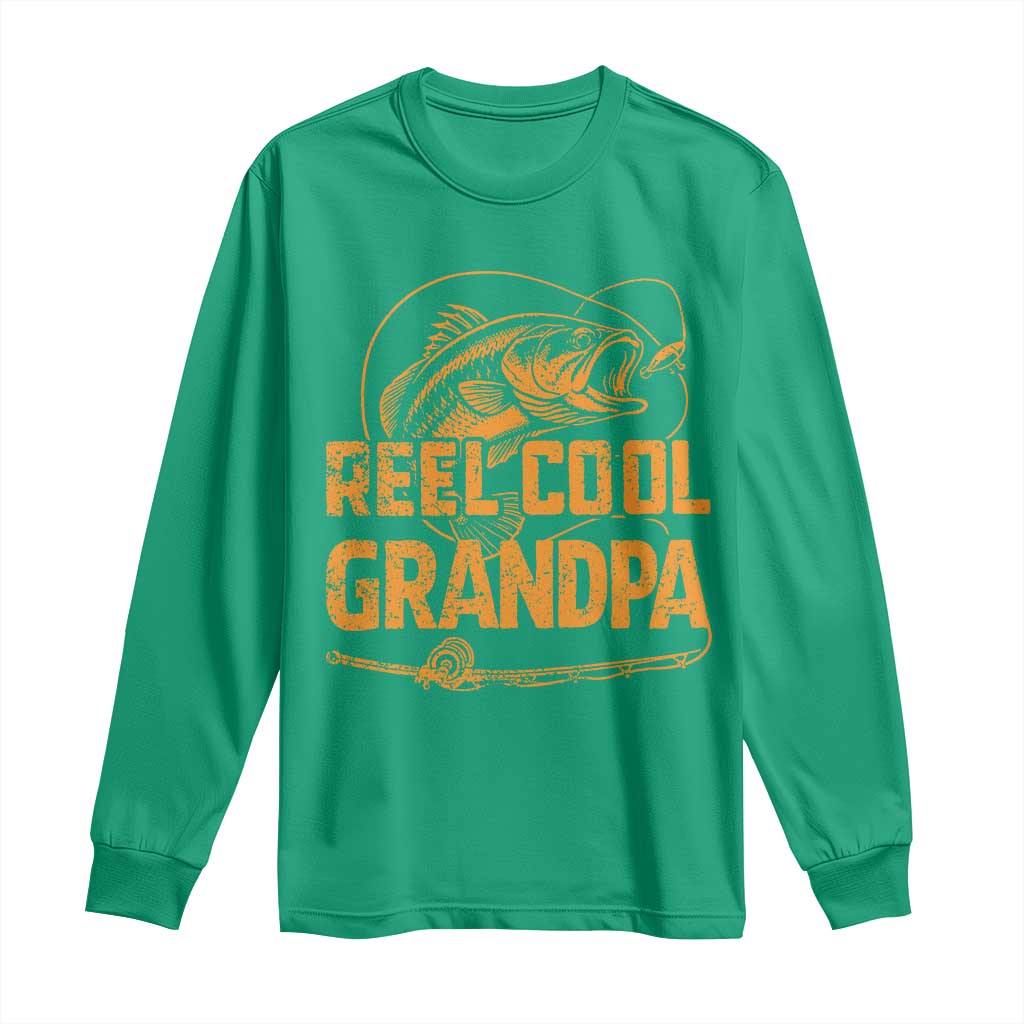 Reel Cool Grandpa Long Sleeve Shirt Funny Fishing Fisherman Fathers Day