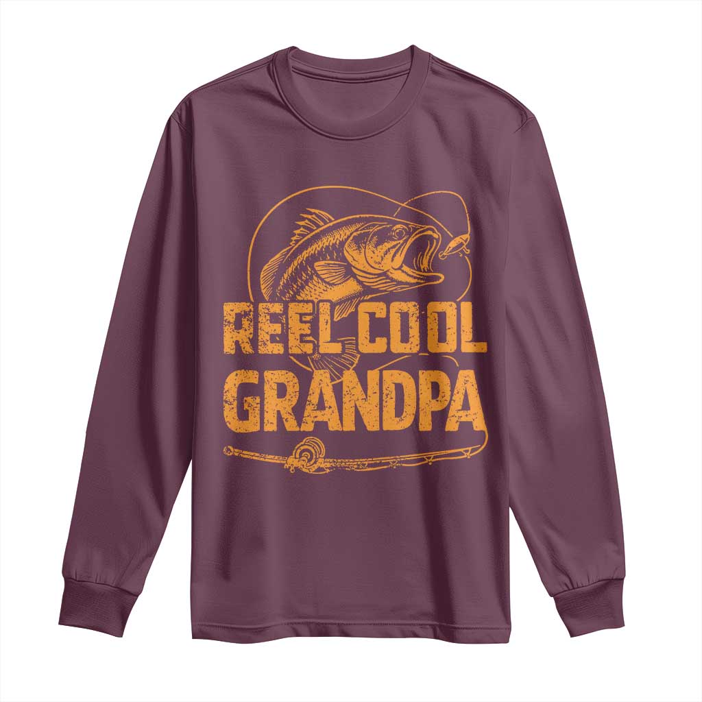 Reel Cool Grandpa Long Sleeve Shirt Funny Fishing Fisherman Fathers Day