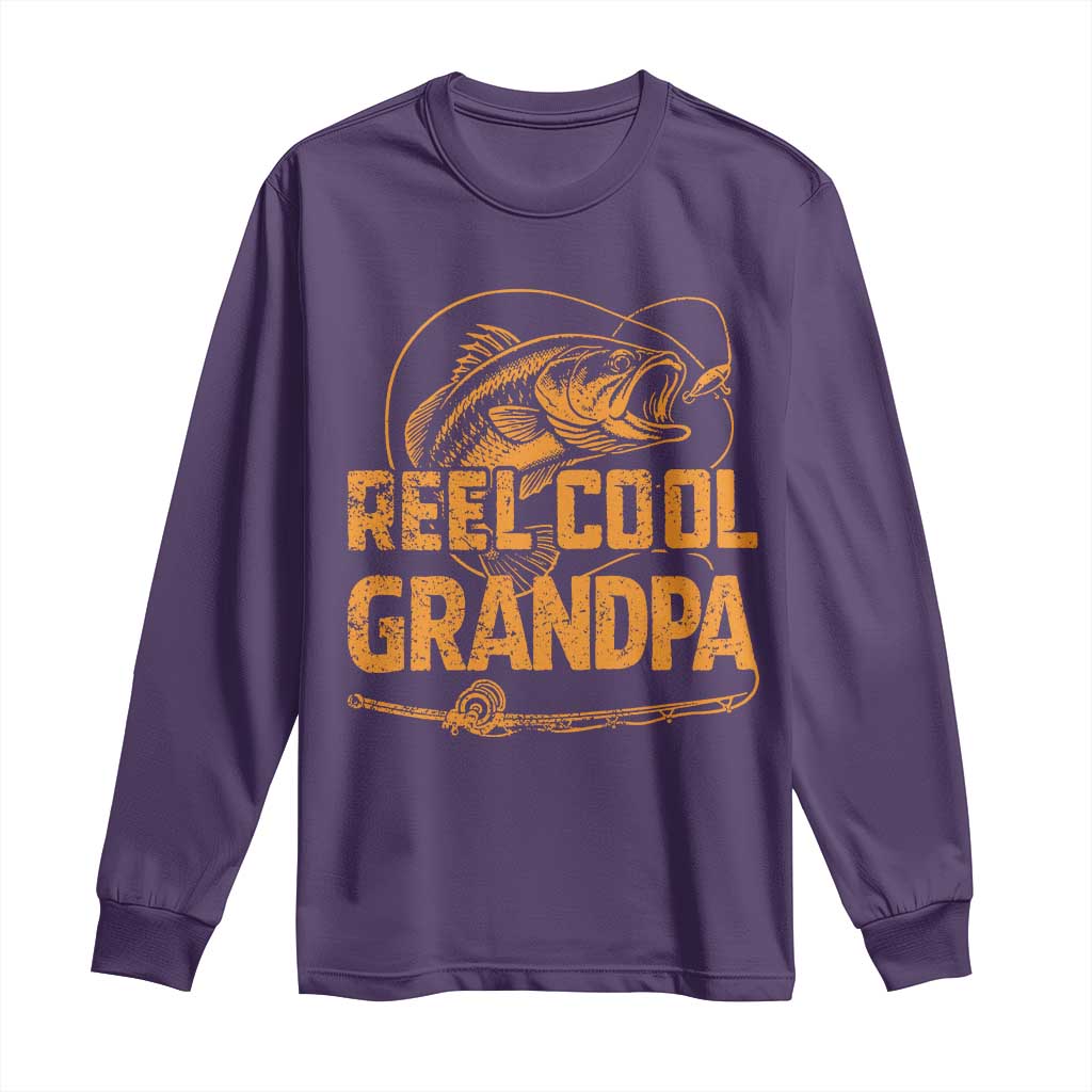 Reel Cool Grandpa Long Sleeve Shirt Funny Fishing Fisherman Fathers Day