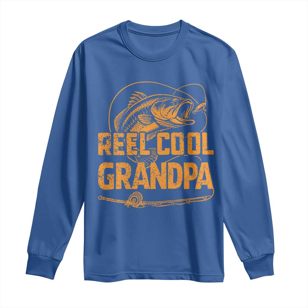 Reel Cool Grandpa Long Sleeve Shirt Funny Fishing Fisherman Fathers Day