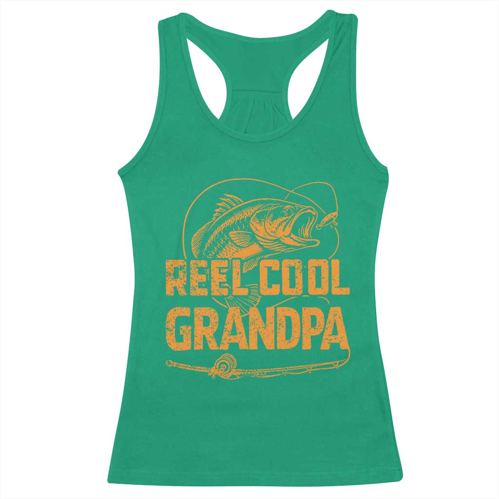 Reel Cool Grandpa Racerback Tank Top Funny Fishing Fisherman Fathers Day