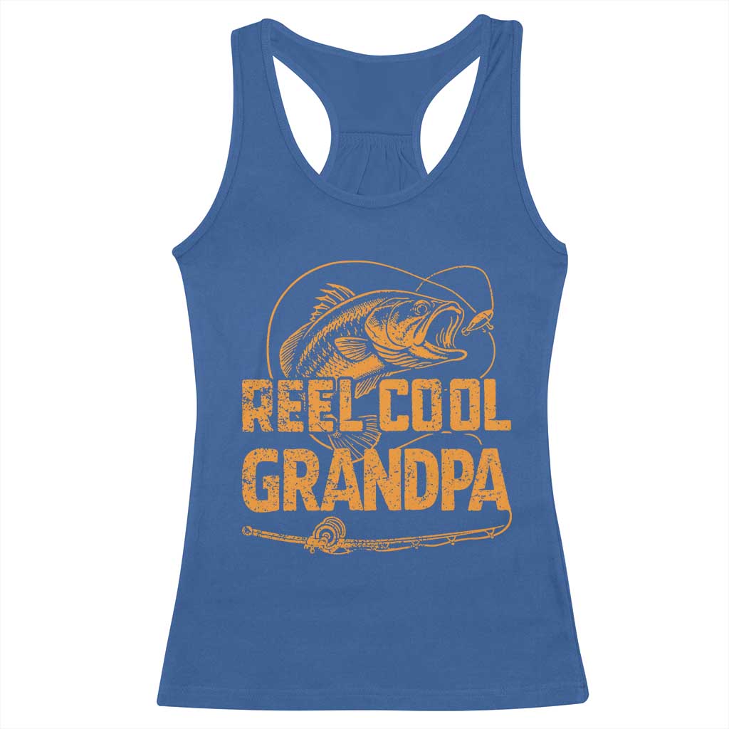Reel Cool Grandpa Racerback Tank Top Funny Fishing Fisherman Fathers Day