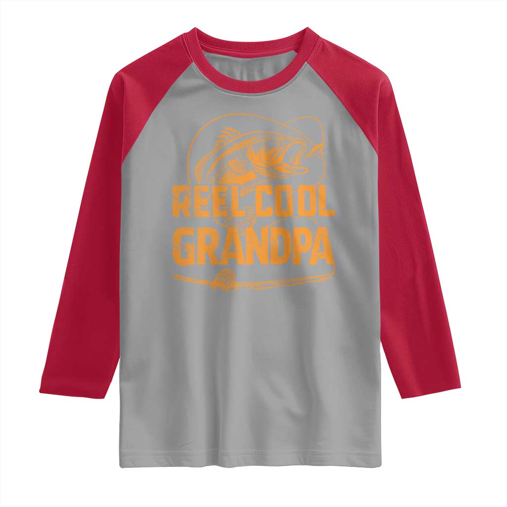 Reel Cool Grandpa Raglan Shirt Funny Fishing Fisherman Fathers Day