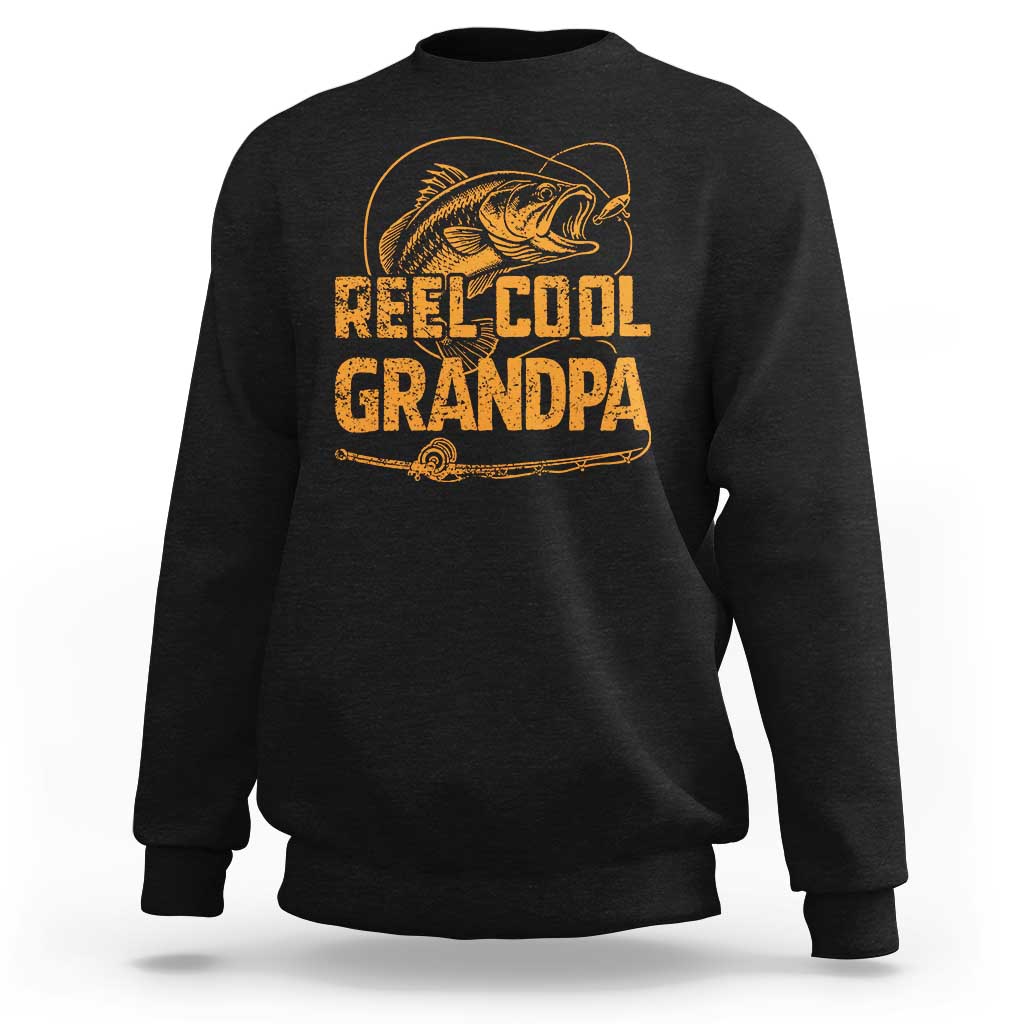 Reel Cool Grandpa Sweatshirt Funny Fishing Fisherman Fathers Day