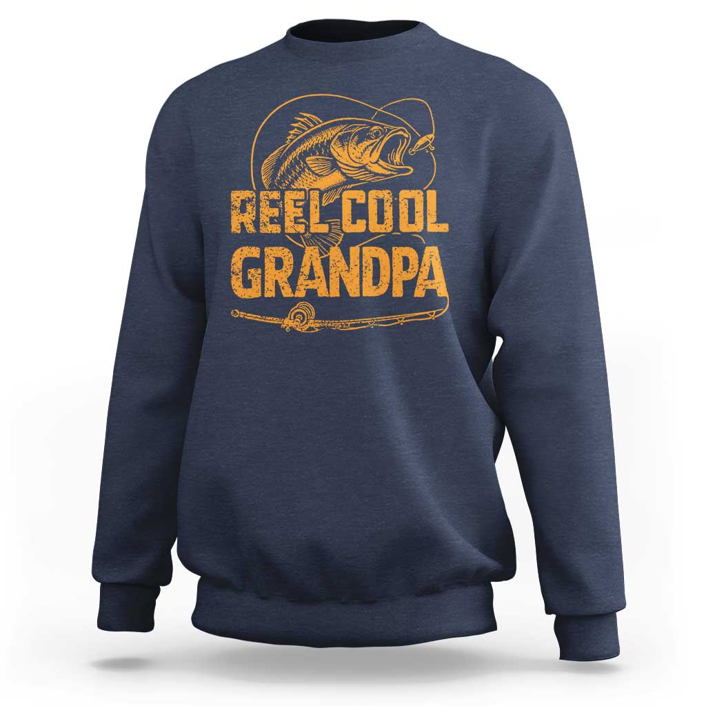 Reel Cool Grandpa Sweatshirt Funny Fishing Fisherman Fathers Day