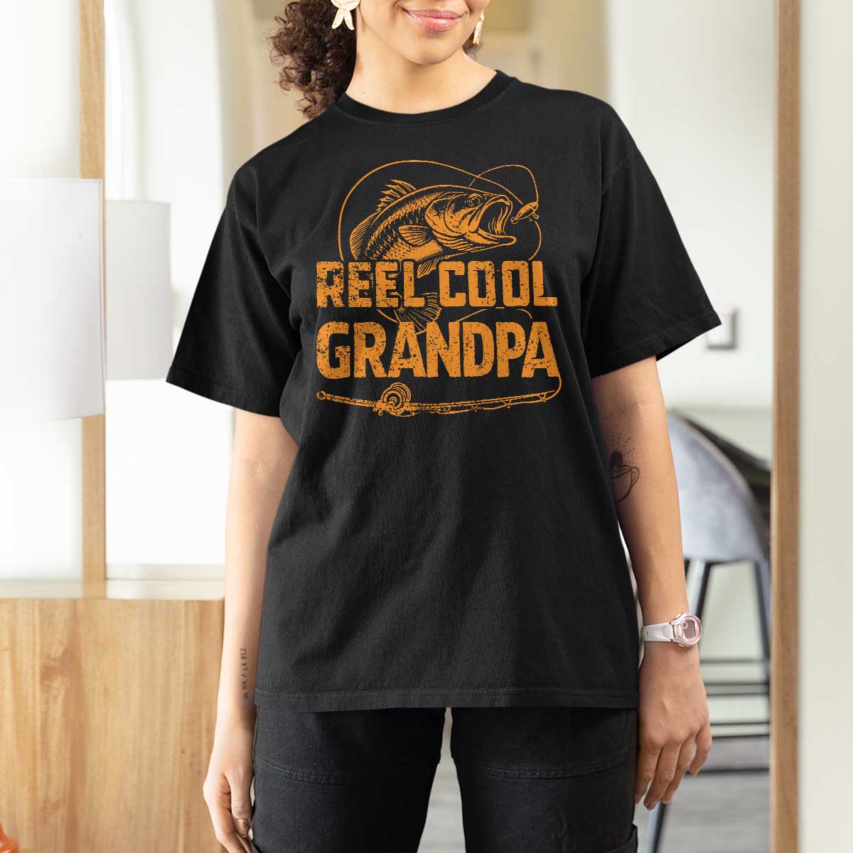 Reel Cool Grandpa T Shirt For Women Funny Fishing Fisherman Fathers Day