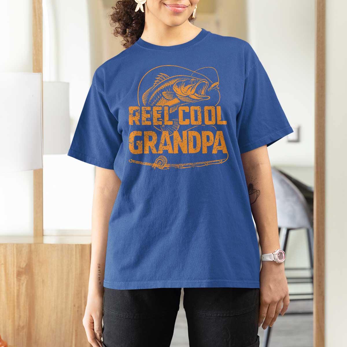 Reel Cool Grandpa T Shirt For Women Funny Fishing Fisherman Fathers Day