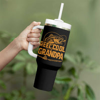 Reel Cool Grandpa Tumbler With Handle Funny Fishing Fisherman Fathers Day