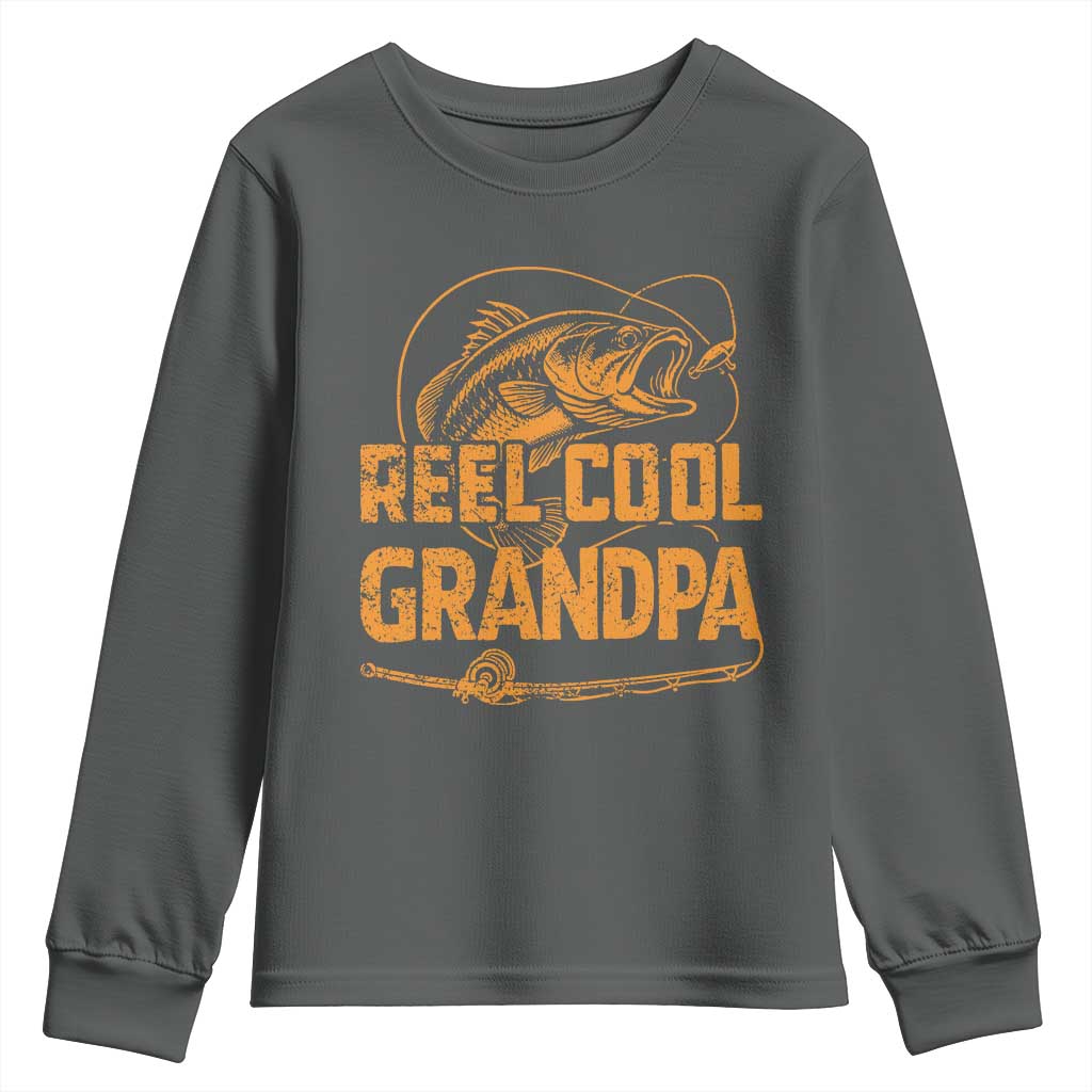 Reel Cool Grandpa Youth Sweatshirt Funny Fishing Fisherman Fathers Day