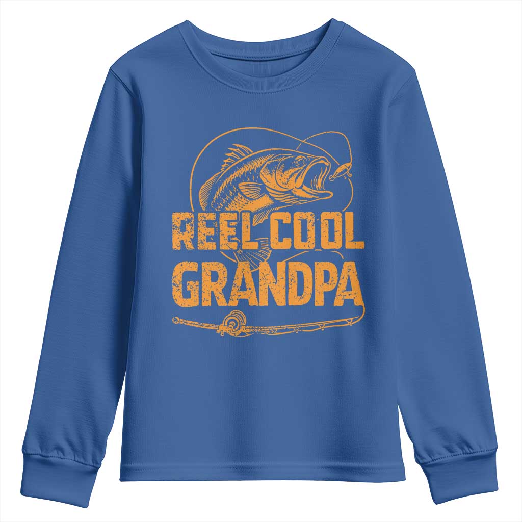 Reel Cool Grandpa Youth Sweatshirt Funny Fishing Fisherman Fathers Day