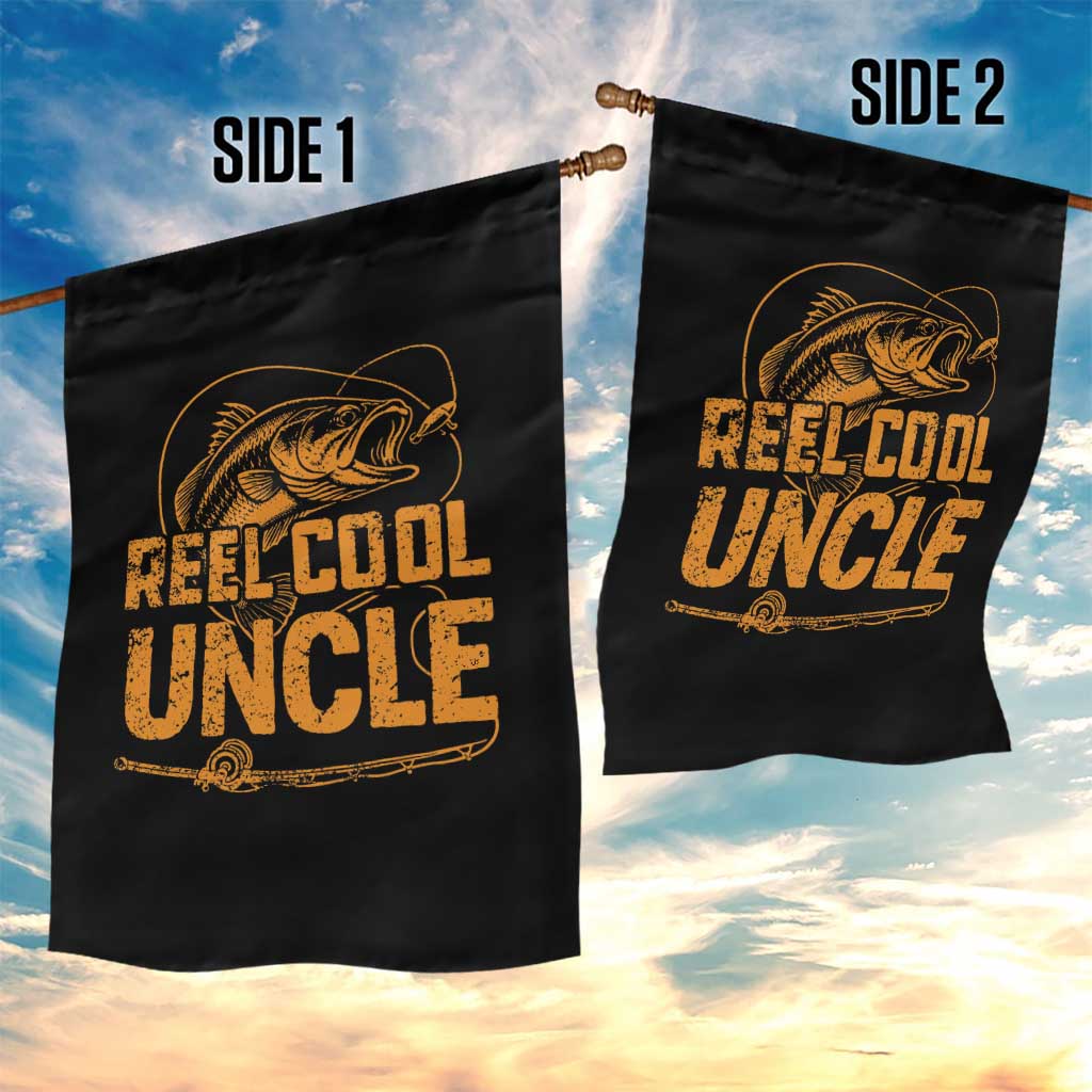Reel Cool Uncle Garden Flag Funny Fishing Fisherman Fathers Day