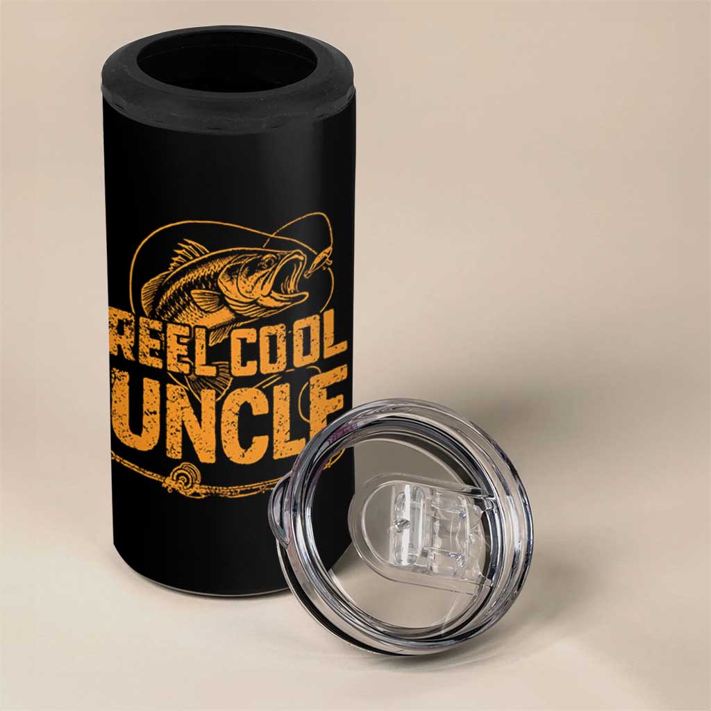 Reel Cool Uncle 4 in 1 Can Cooler Tumbler Funny Fishing Fisherman Fathers Day