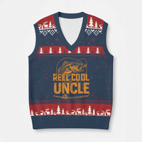Reel Cool Uncle V-Neck Knit Sweater Vest Funny Fishing Fisherman Fathers Day