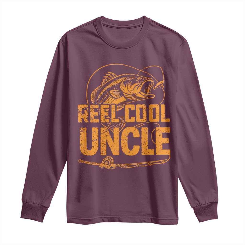 Reel Cool Uncle Long Sleeve Shirt Funny Fishing Fisherman Fathers Day