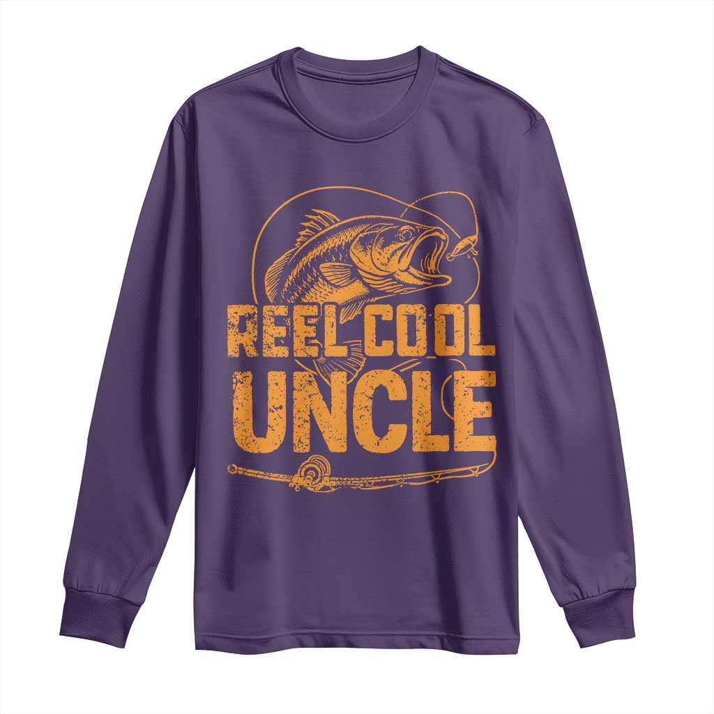 Reel Cool Uncle Long Sleeve Shirt Funny Fishing Fisherman Fathers Day