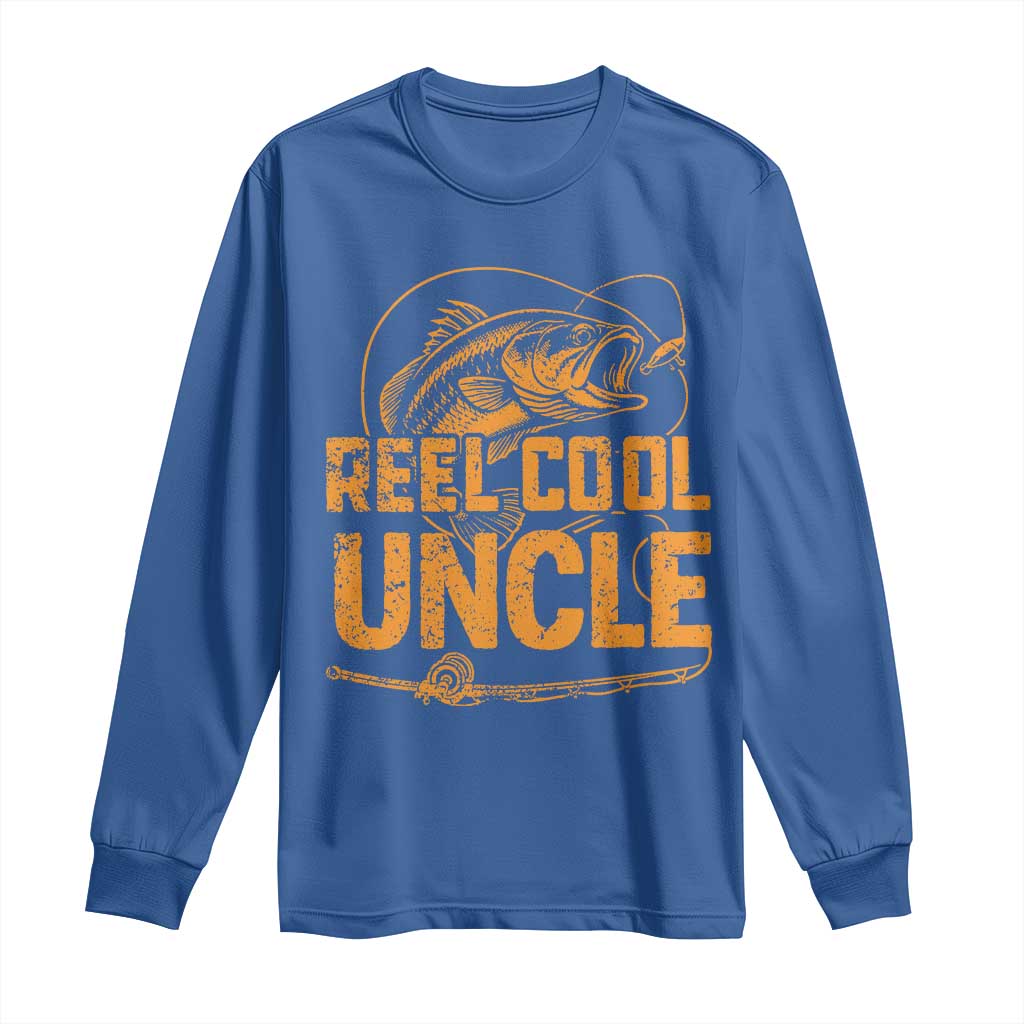 Reel Cool Uncle Long Sleeve Shirt Funny Fishing Fisherman Fathers Day