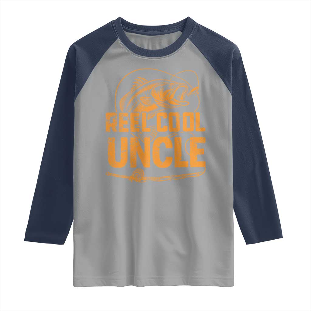 Reel Cool Uncle Raglan Shirt Funny Fishing Fisherman Fathers Day