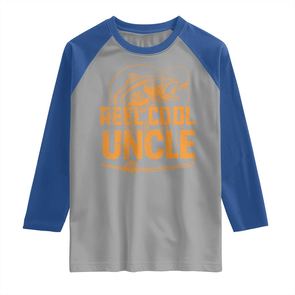 Reel Cool Uncle Raglan Shirt Funny Fishing Fisherman Fathers Day