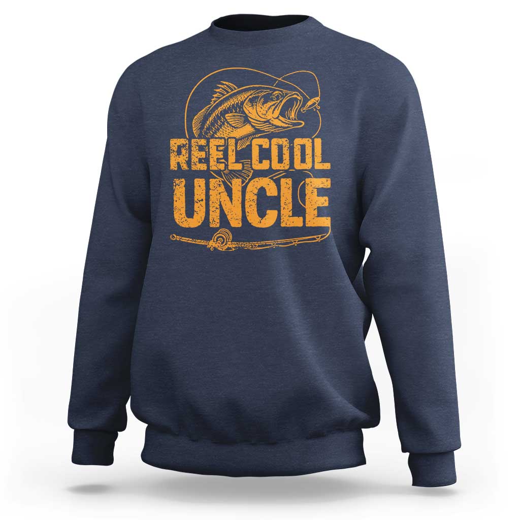 Reel Cool Uncle Sweatshirt Funny Fishing Fisherman Fathers Day