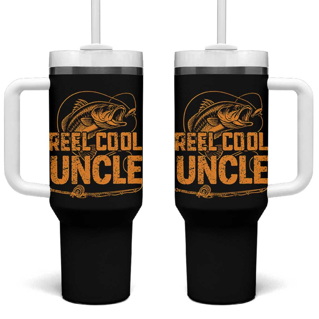 Reel Cool Uncle Tumbler With Handle Funny Fishing Fisherman Fathers Day
