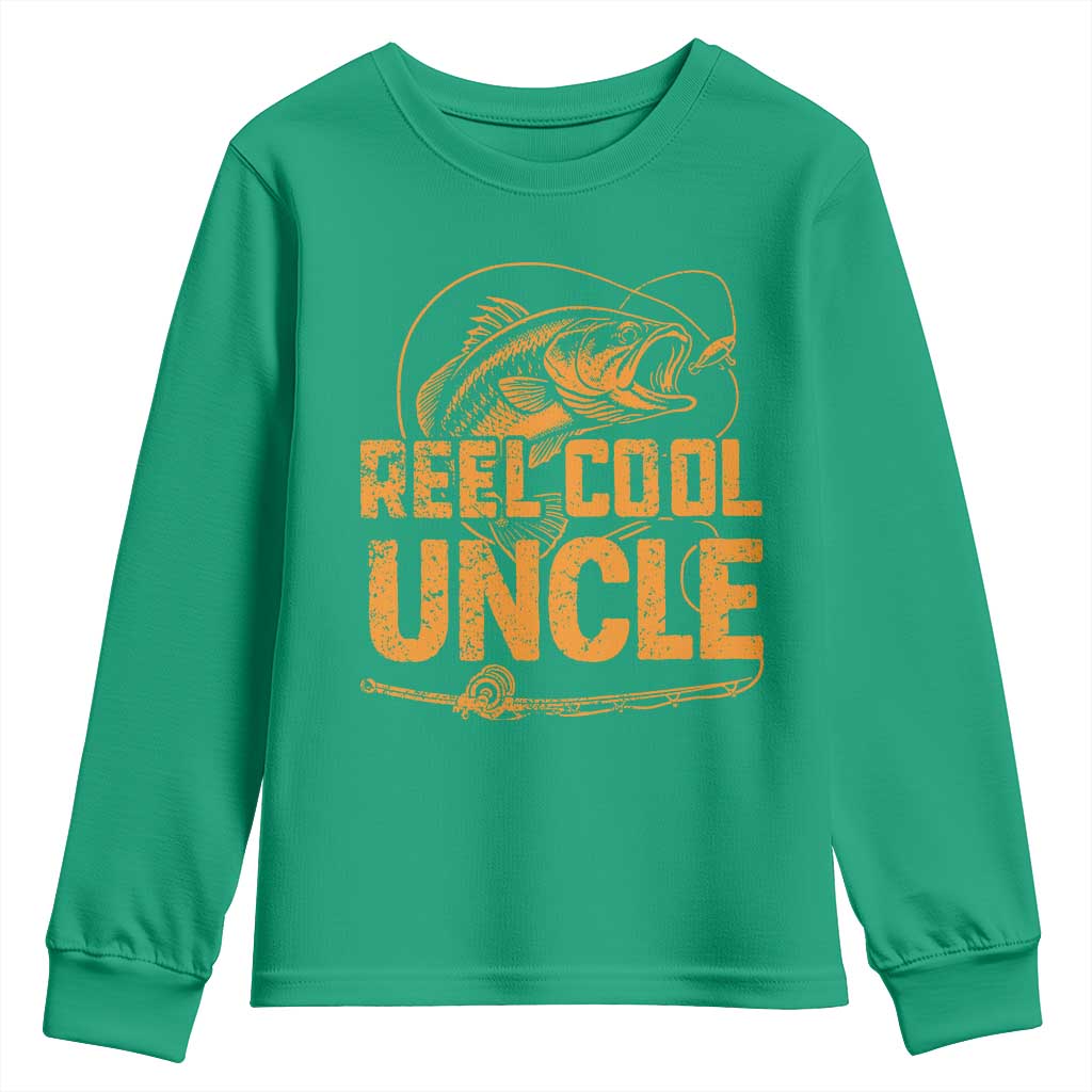 Reel Cool Uncle Youth Sweatshirt Funny Fishing Fisherman Fathers Day