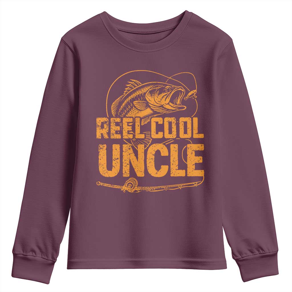 Reel Cool Uncle Youth Sweatshirt Funny Fishing Fisherman Fathers Day