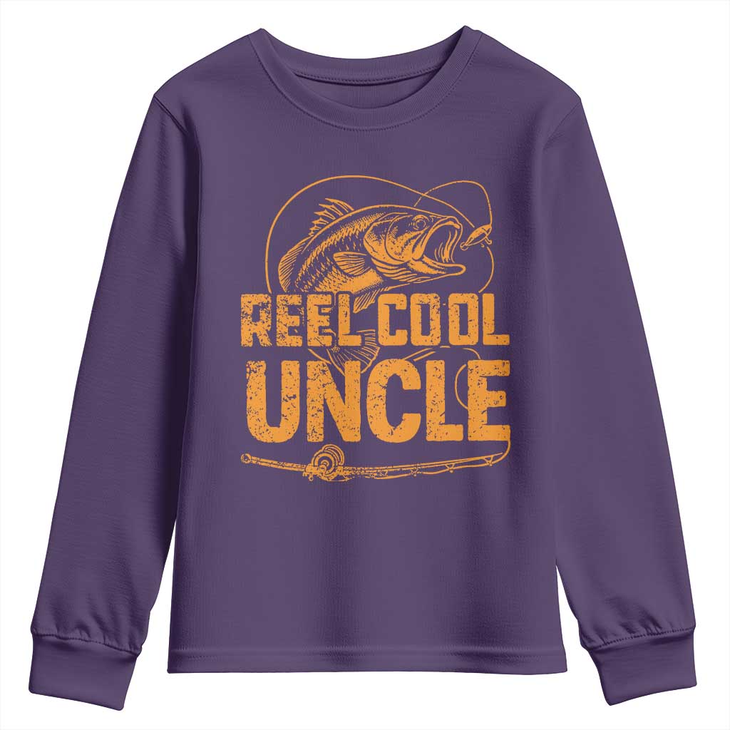Reel Cool Uncle Youth Sweatshirt Funny Fishing Fisherman Fathers Day