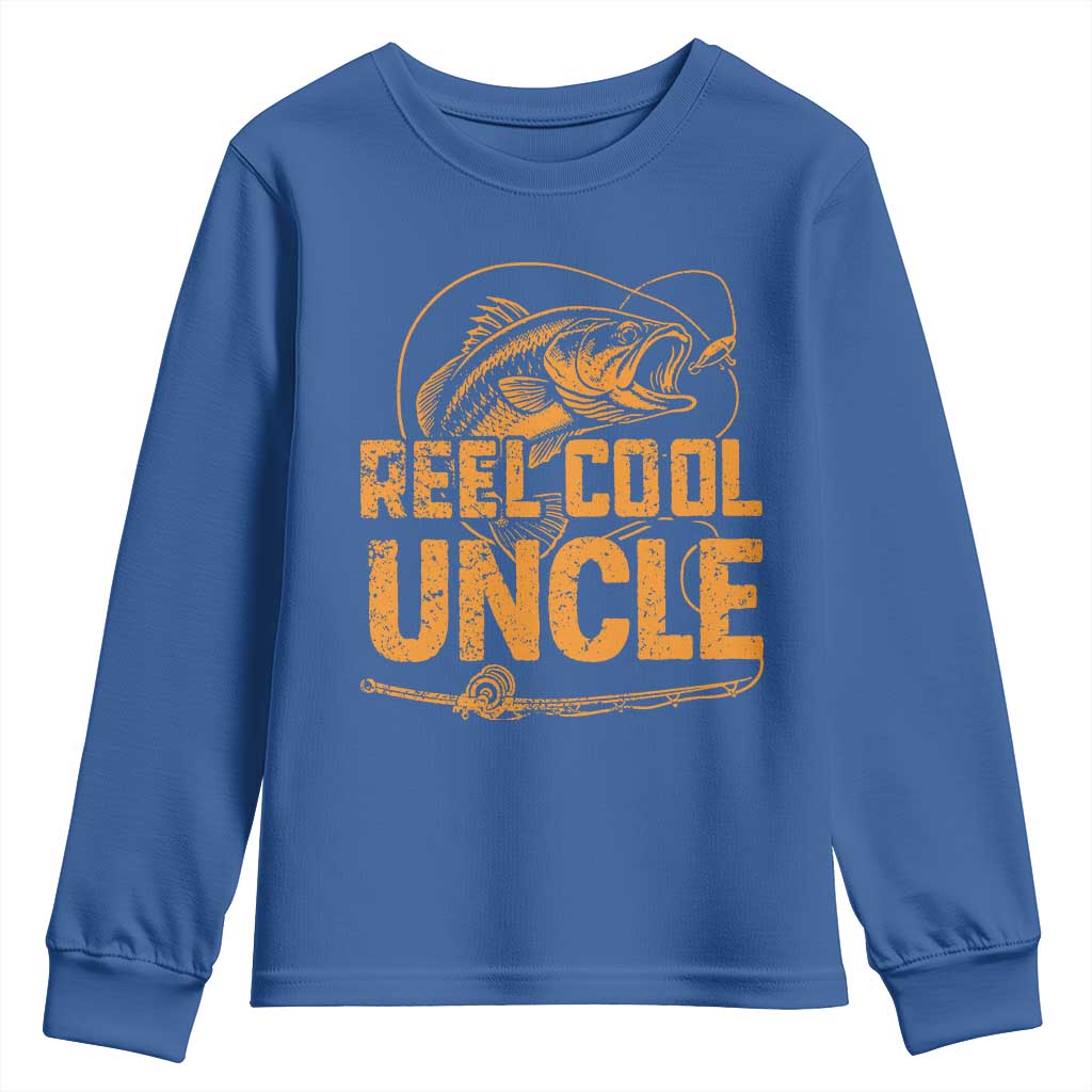 Reel Cool Uncle Youth Sweatshirt Funny Fishing Fisherman Fathers Day
