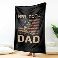 Reel Cool Dad Throw Blanket Funny Fishing USA Flag Patriotic Fisherman Fathers Day