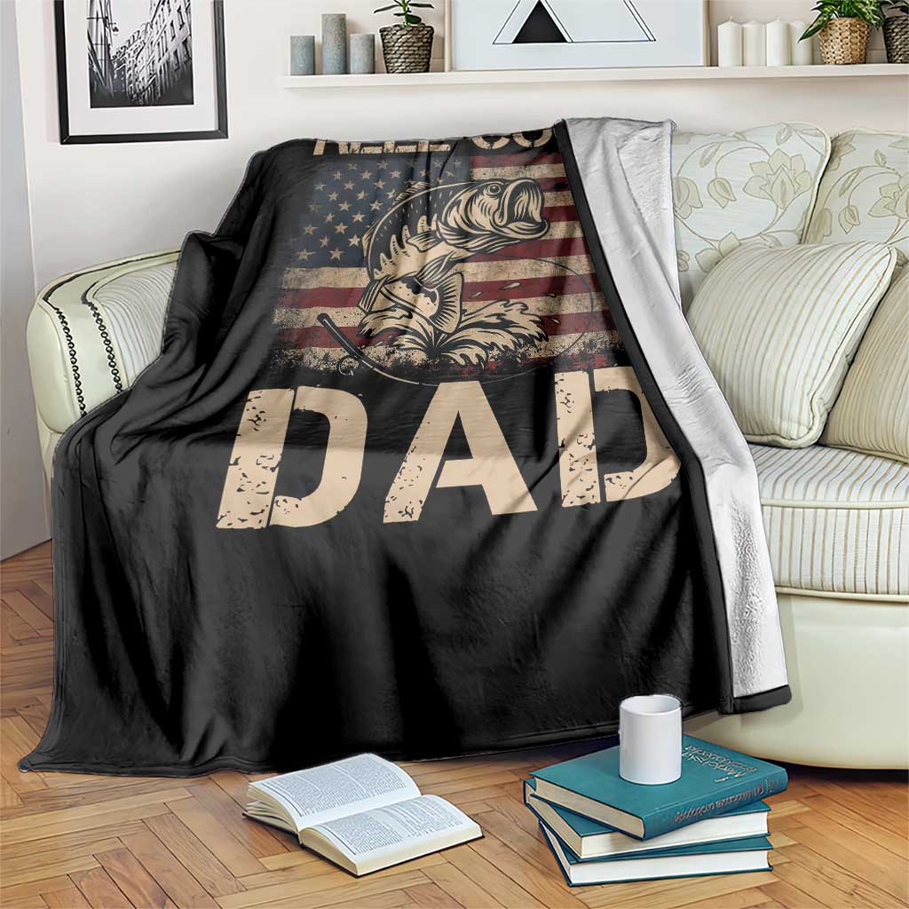 Reel Cool Dad Throw Blanket Funny Fishing USA Flag Patriotic Fisherman Fathers Day
