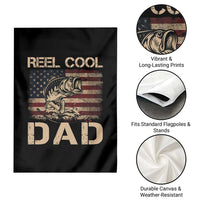Reel Cool Dad Garden Flag Funny Fishing USA Flag Patriotic Fisherman Fathers Day