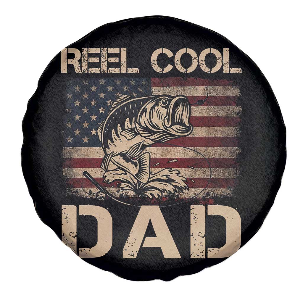 Reel Cool Dad Spare Tire Cover Funny Fishing USA Flag Patriotic Fisherman Fathers Day