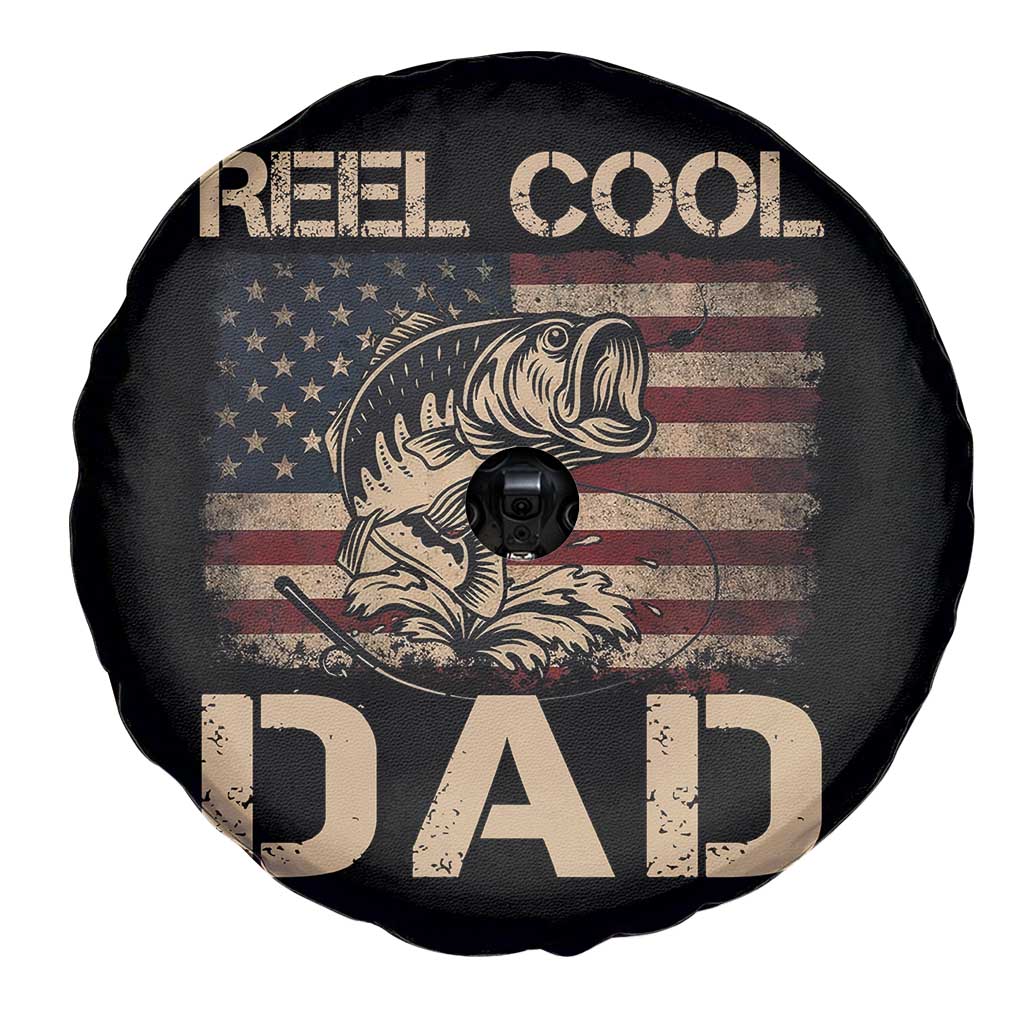 Reel Cool Dad Spare Tire Cover Funny Fishing USA Flag Patriotic Fisherman Fathers Day