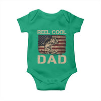 Reel Cool Dad Baby Onesie Funny Fishing USA Flag Patriotic Fisherman Fathers Day
