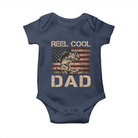 Reel Cool Dad Baby Onesie Funny Fishing USA Flag Patriotic Fisherman Fathers Day