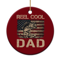 Reel Cool Dad Ceramic Ornament Funny Fishing USA Flag Patriotic Fisherman Fathers Day